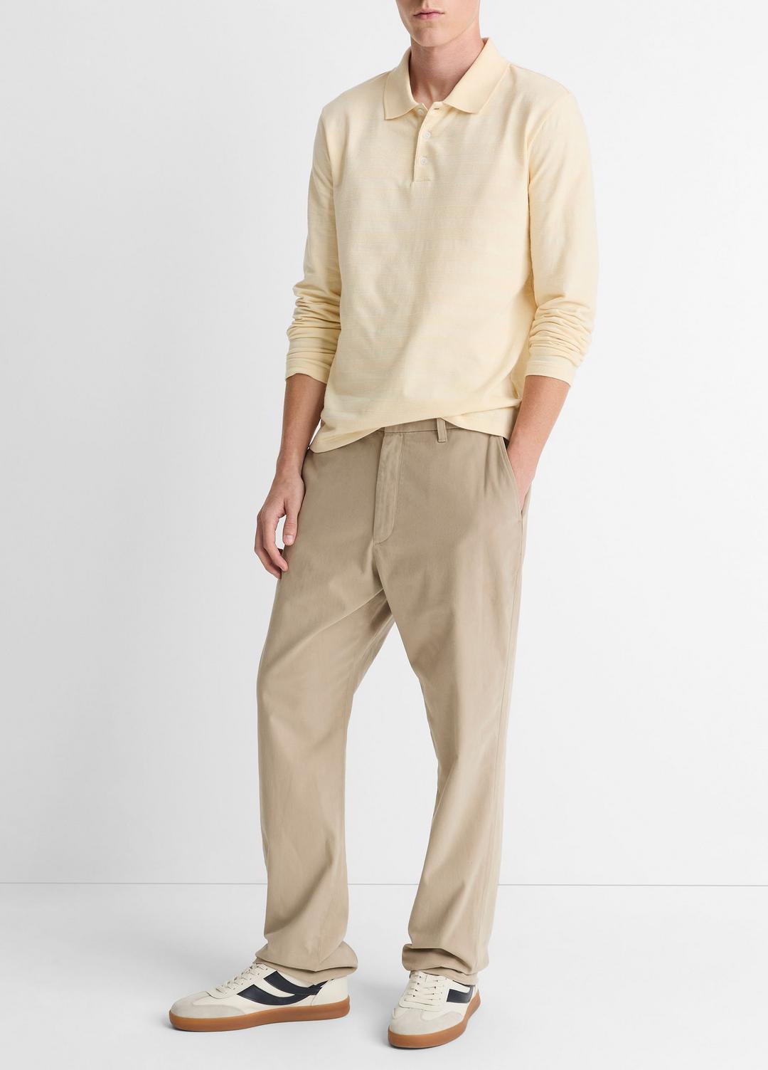 Jacquard-Stripe Cotton Long-Sleeve Polo Shirt in Long Sleeve - MEADOWLARK | VINCE Men