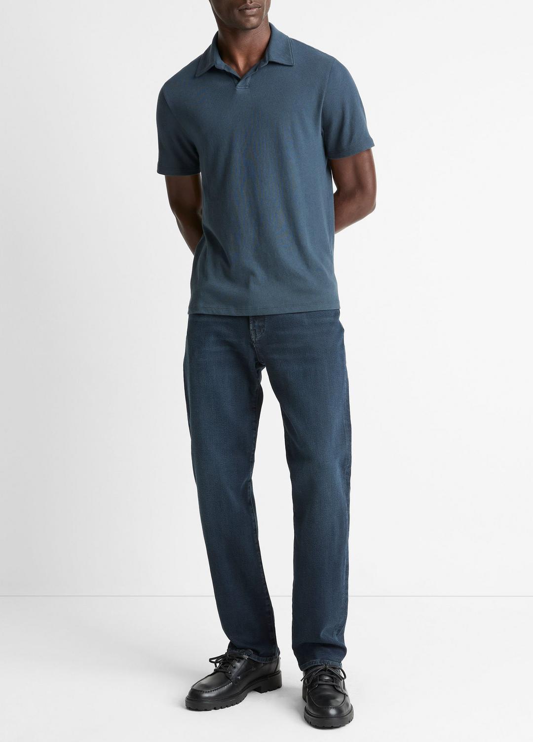Cotton Johnny-Collar Polo Shirt in Henleys & Polos - CLEAR LAKE | VINCE Men