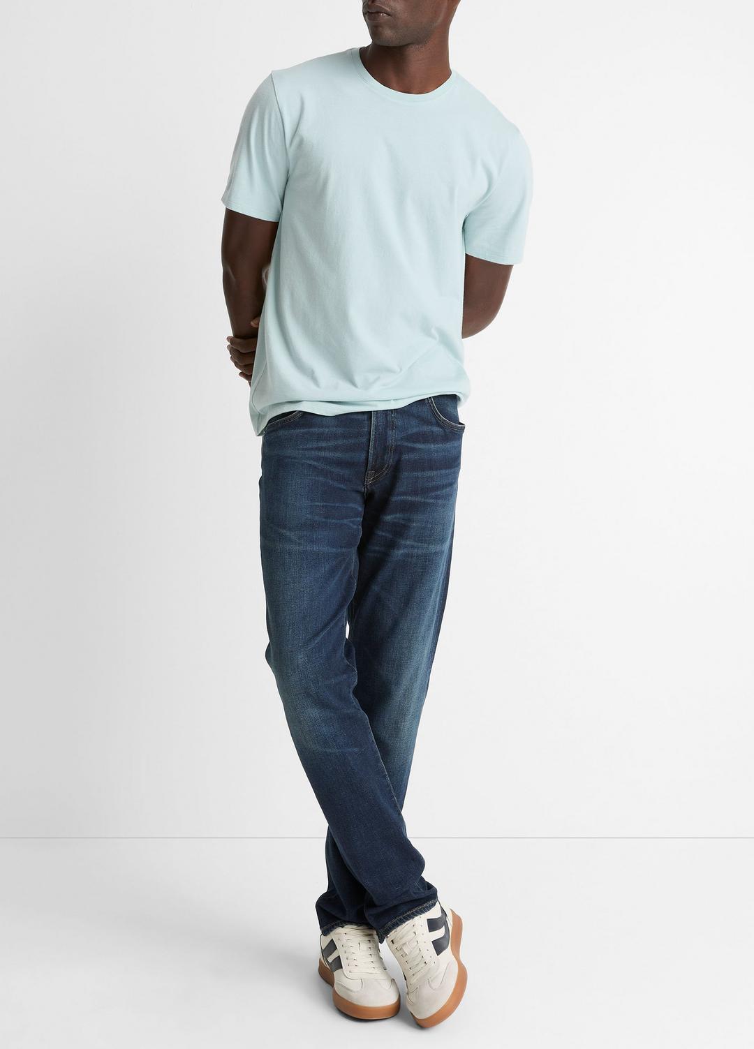 Pima Cotton Crew Neck T-Shirt in Short Sleeve - DARK CASCADE | VINCE Men