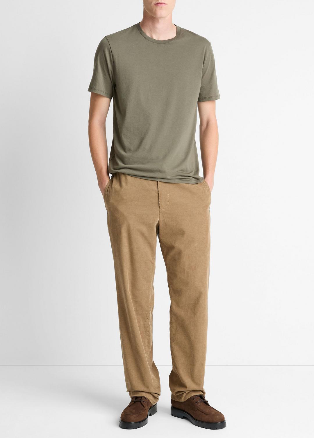 Pima Cotton Crew Neck T-Shirt in Short Sleeve - SYCAMORE | VINCE Men