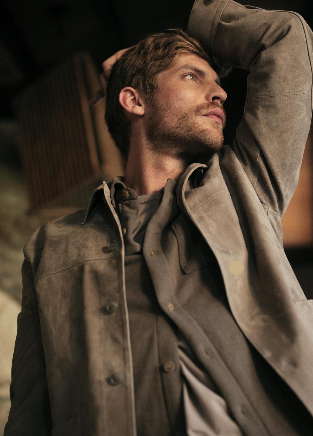 Suede Shirt Jacket in Shirt Jackets - PUTTY | VINCE Men