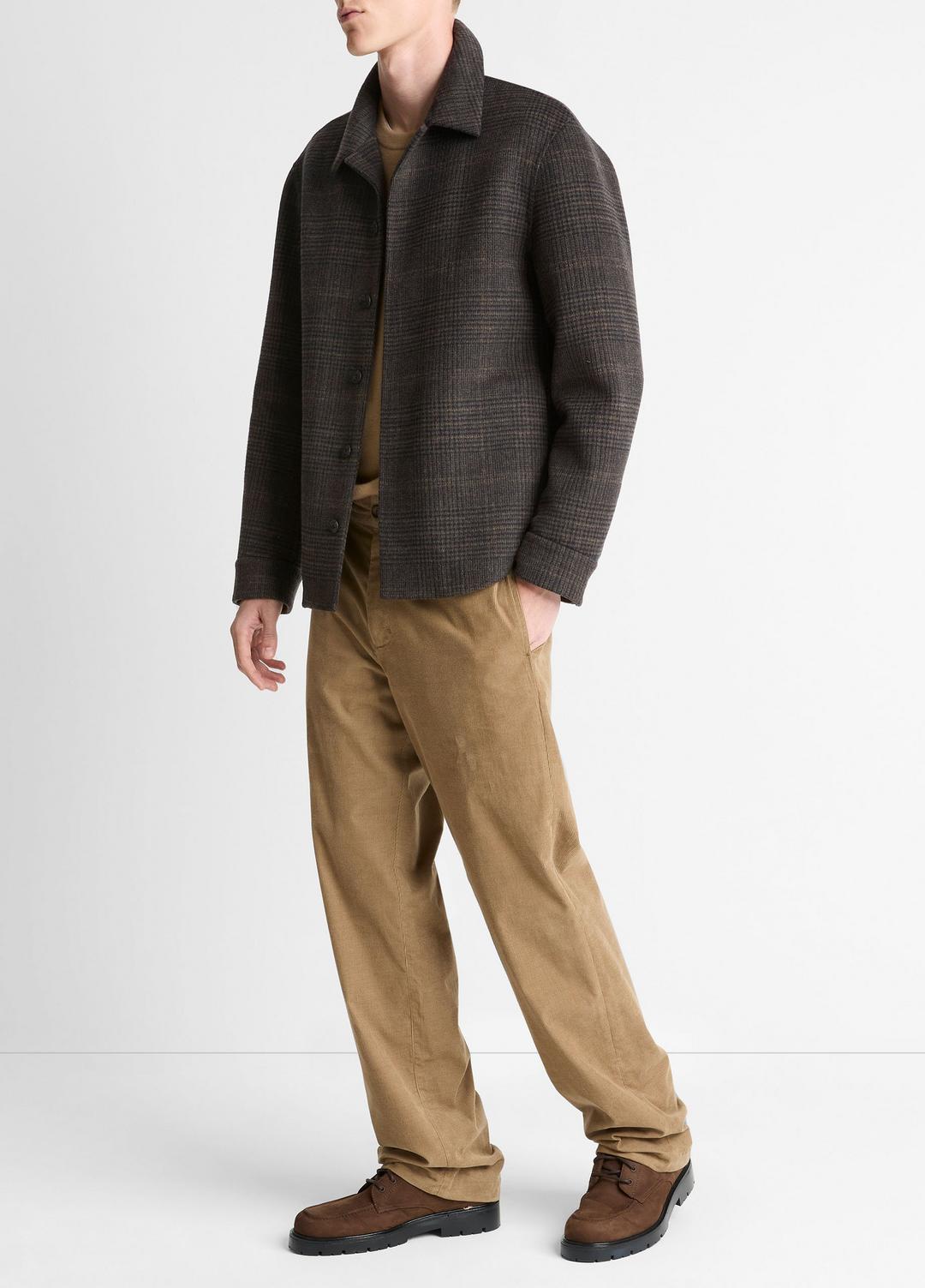 Plaid Splittable Wool-Blend Shirt Jacket in Shirt Jackets - DARK MISSION | VINCE Men