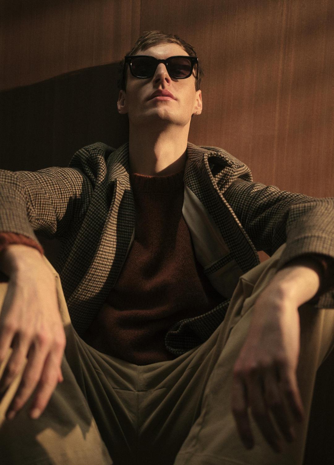 Houndstooth Bomber Jacket in Jackets - DARK ROAST COMBO | VINCE Men