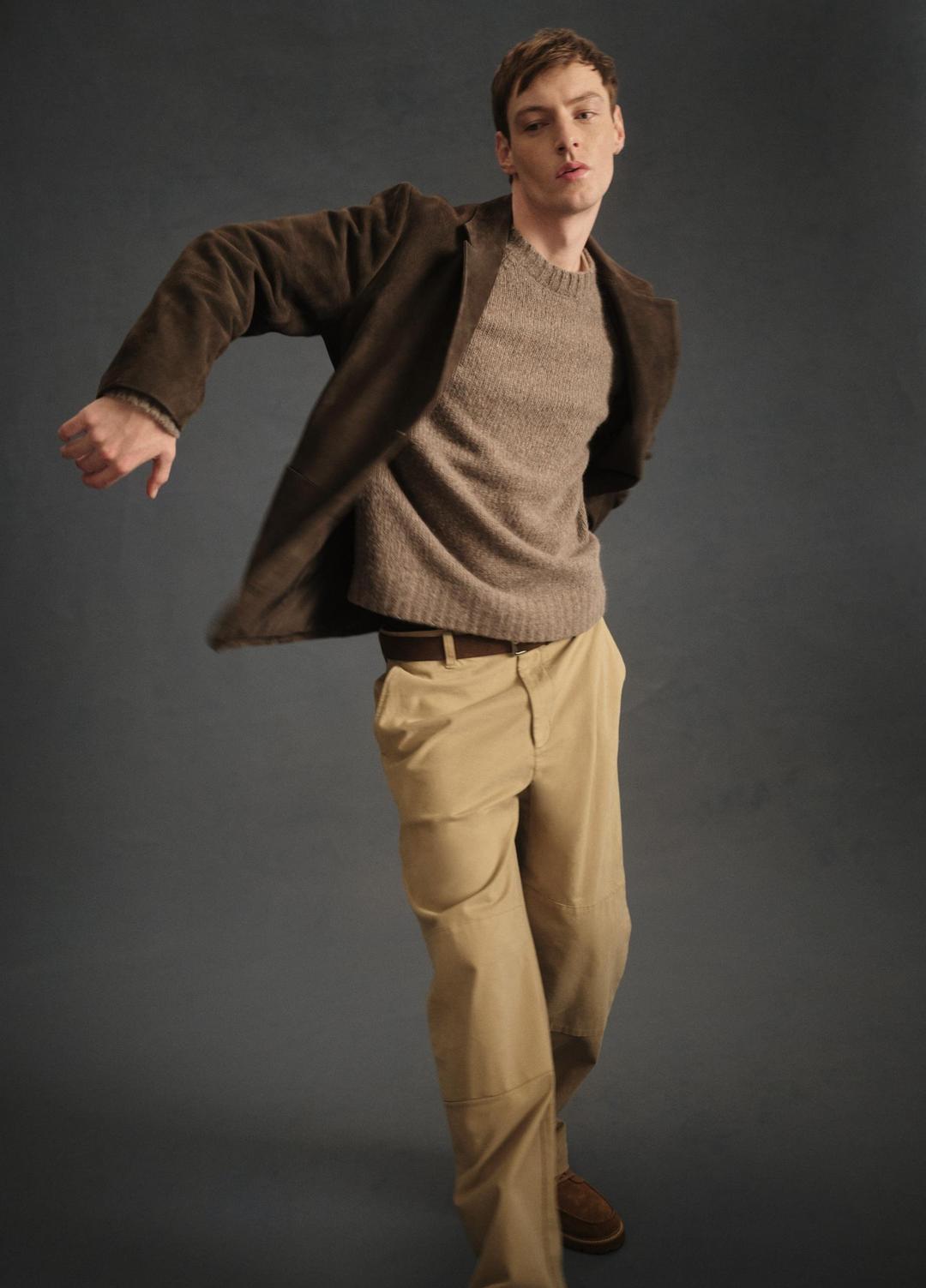 Donegal Cashmere Raglan-Sleeve Sweater in Crew Neck - DARK HEATHER MOUSE | VINCE Men