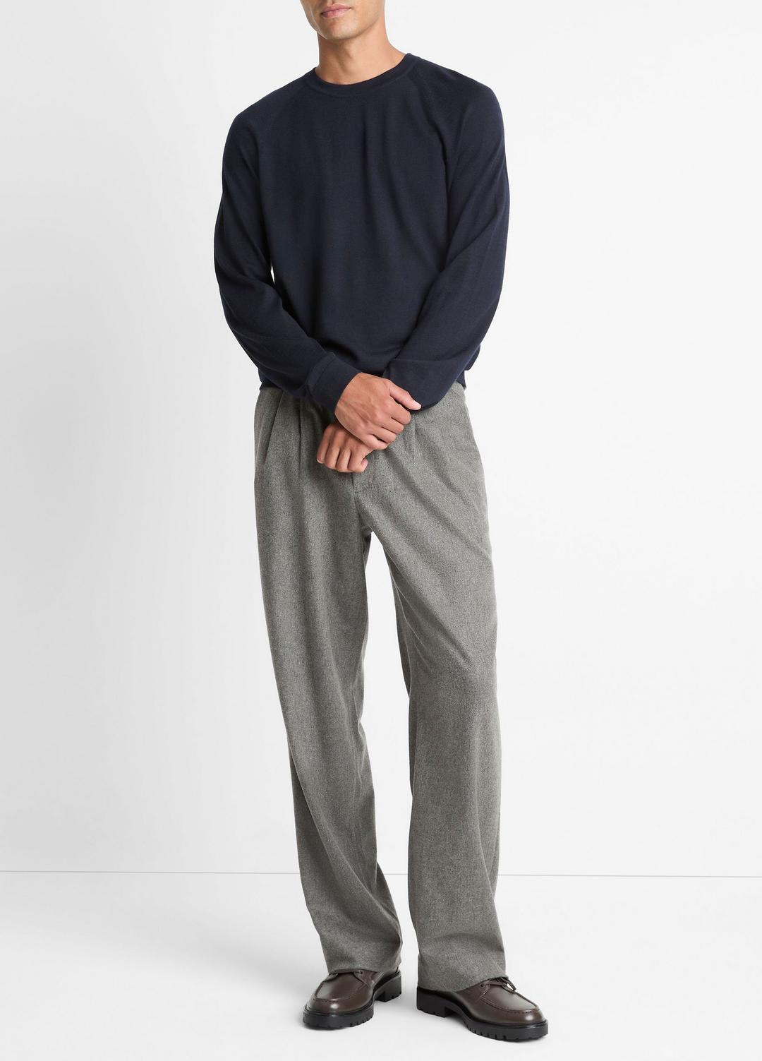 Featherweight Wool-Cashmere Crew Neck Sweater in Crew Neck - COASTAL BLUE | VINCE Men