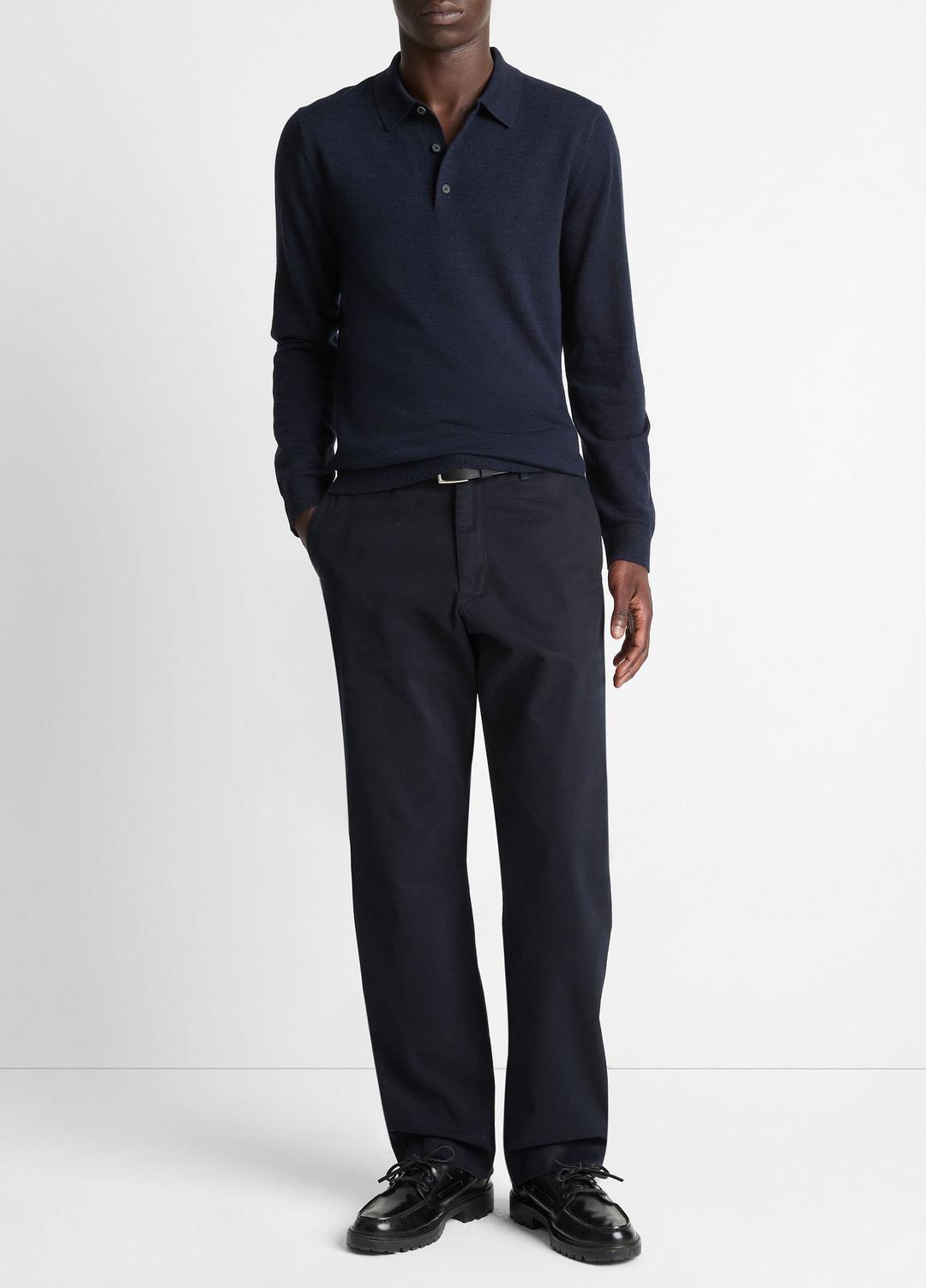 Wool Polo Sweater in Sweaters - COASTAL BLUE | VINCE Men