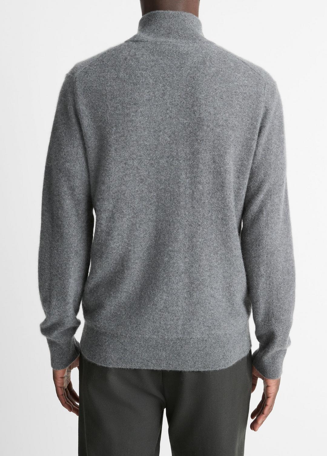 Plush Cashmere Quarter-Zip Sweater in Quarter Zip - MEDIUM HEATHER GREY | VINCE Men