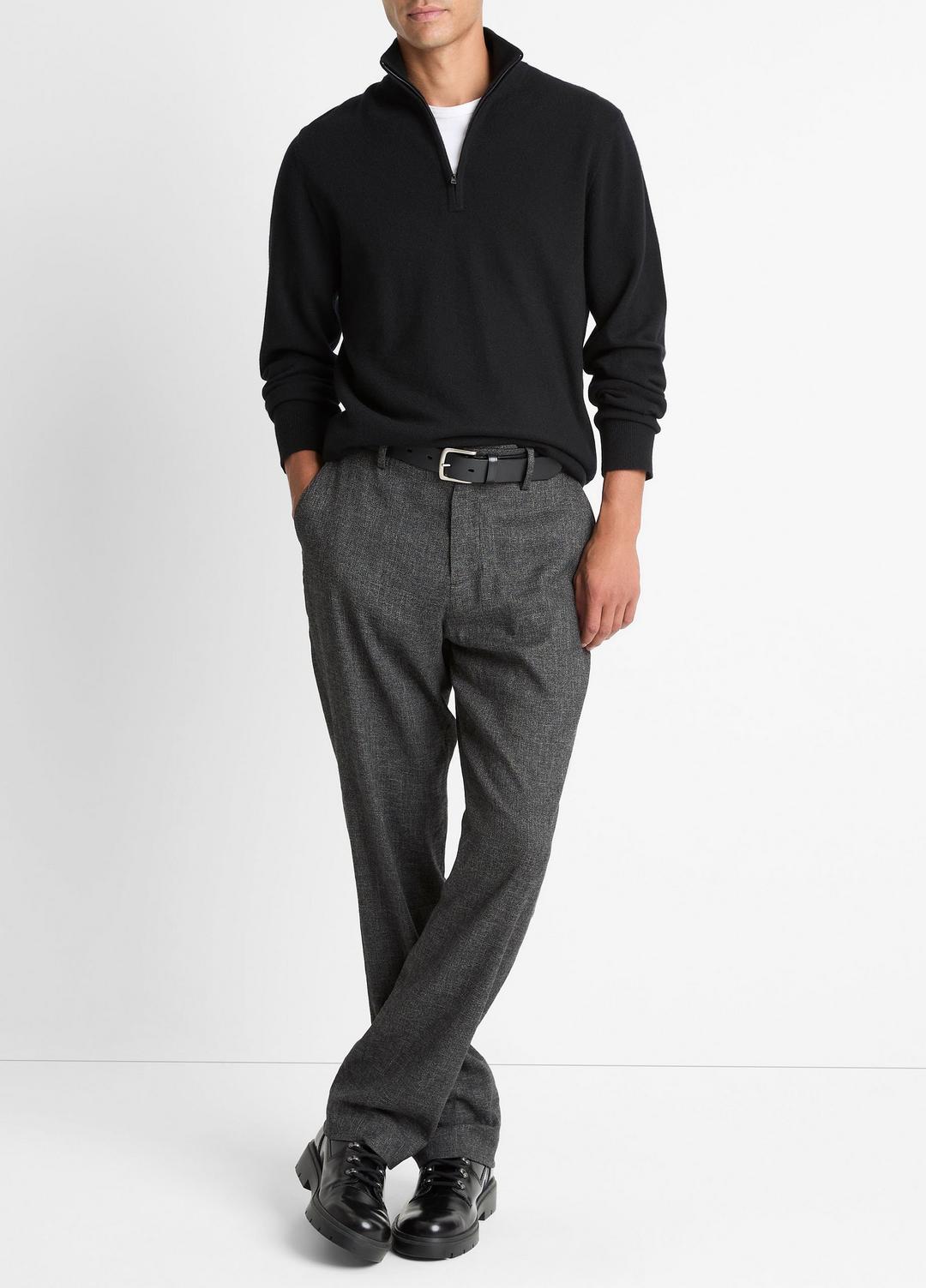 Cashmere Quarter-Zip Sweater in Quarter Zip - BLACK | VINCE Men