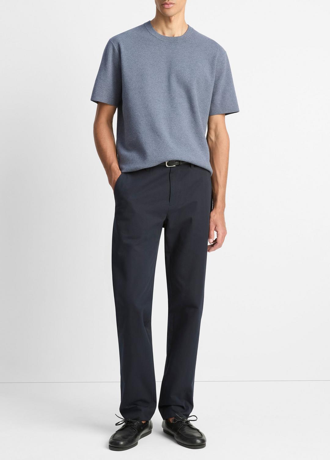 Milano Short-Sleeve Crew Neck Sweater in Crew Neck - LIGHT HEATHER RIPPLE | VINCE Men