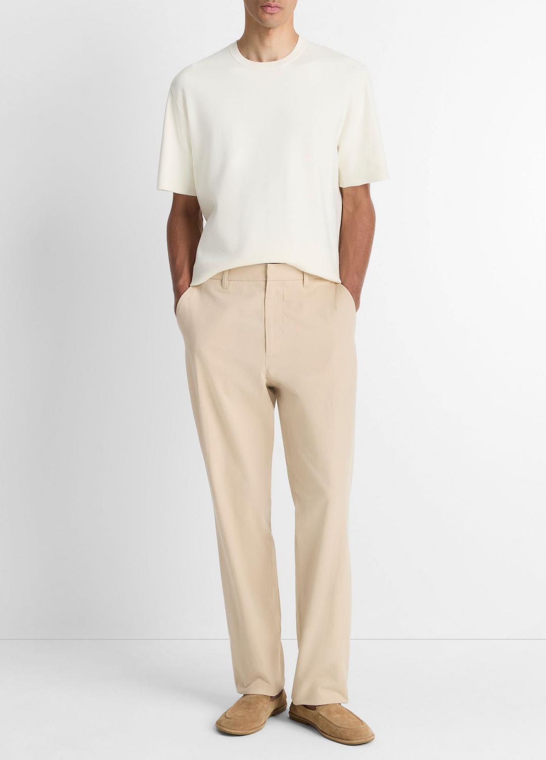 Milano Short-Sleeve Crew Neck Sweater in Crew Neck - CLASSIC CREAM | VINCE Men