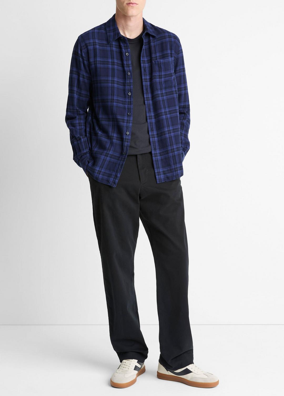 Big Horn Plaid Cotton Button-Front Shirt in Long Sleeve - MONARCH COMBO | VINCE Men