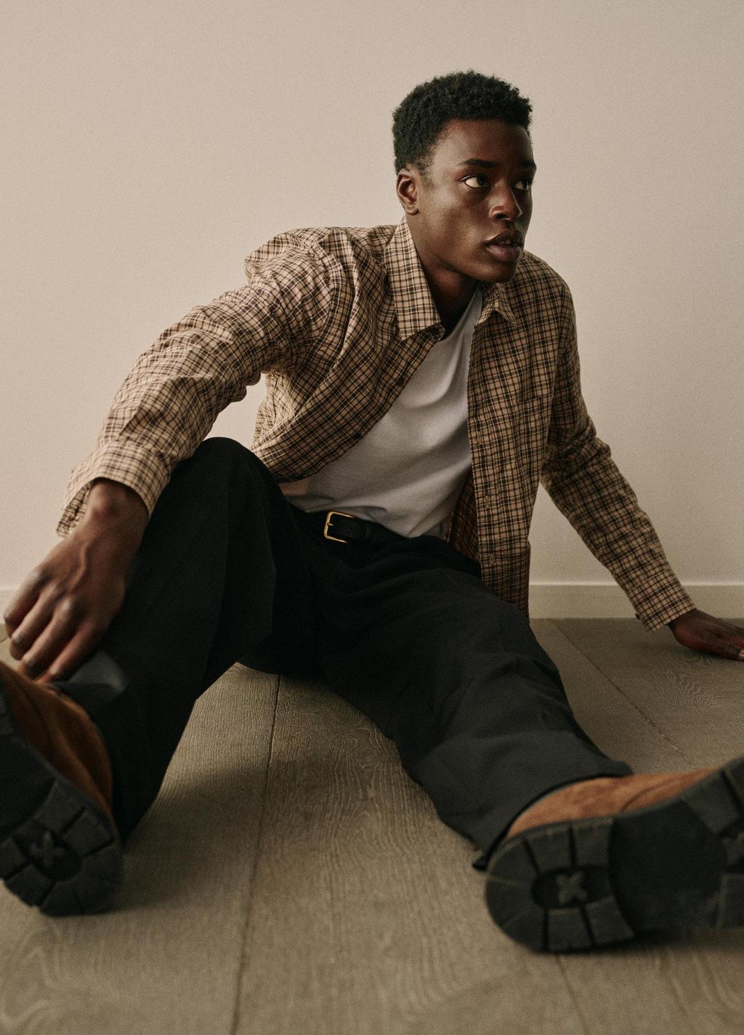 Great Falls Plaid Cotton Button-Front Shirt in Long Sleeve - RIVER SAND/MISSION | VINCE Men