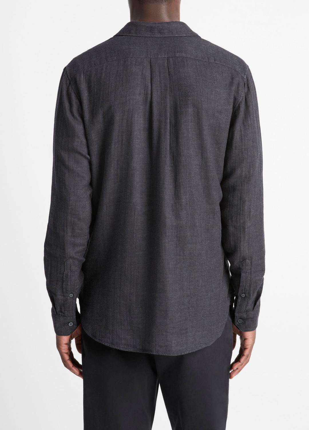 Double Face Long Sleeve in Long Sleeve - HEATHER BLACK | VINCE Men