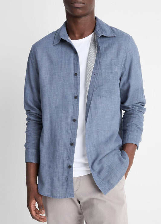 Double Face Long Sleeve in Long Sleeve - CHAMBRAY | VINCE Men