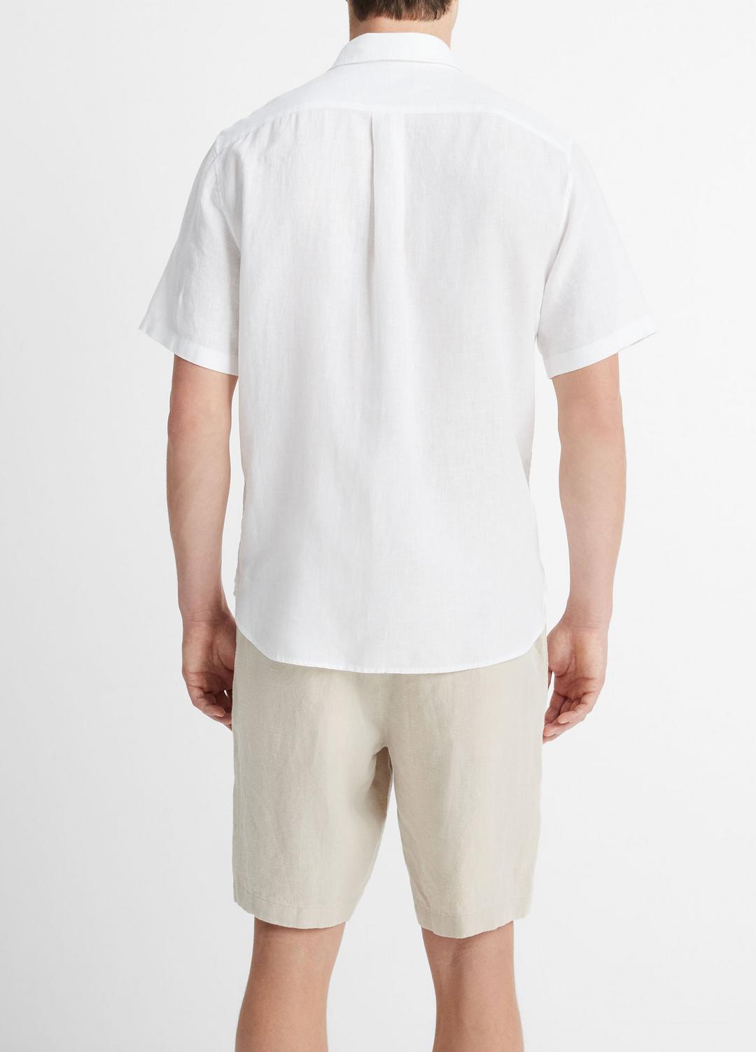 Linen Short-Sleeve Shirt in Short Sleeve - OPTIC WHITE | VINCE Men