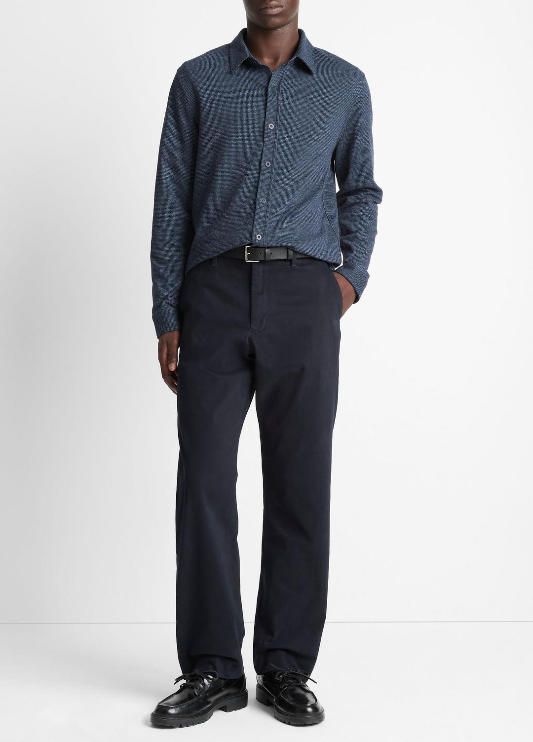 Houndstooth Cotton-Blend Button-Front Shirt in Long Sleeve - COASTAL COMBO | VINCE Men
