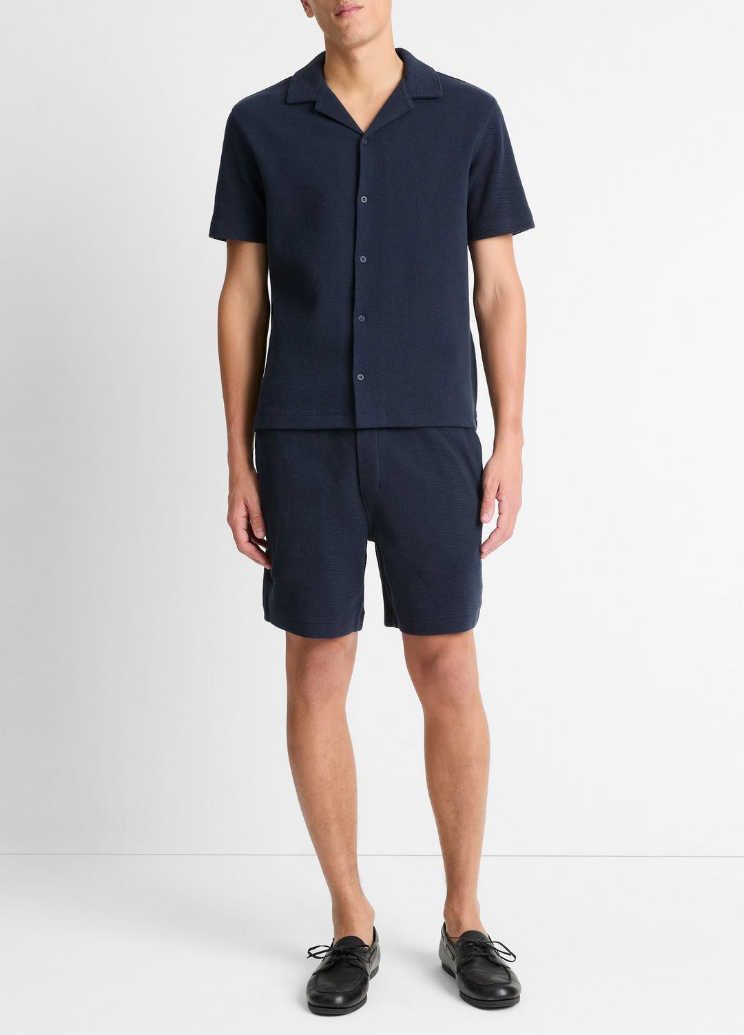 Cotton Bouclé Cabana Shirt in Short Sleeve - COASTAL BLUE | VINCE Men