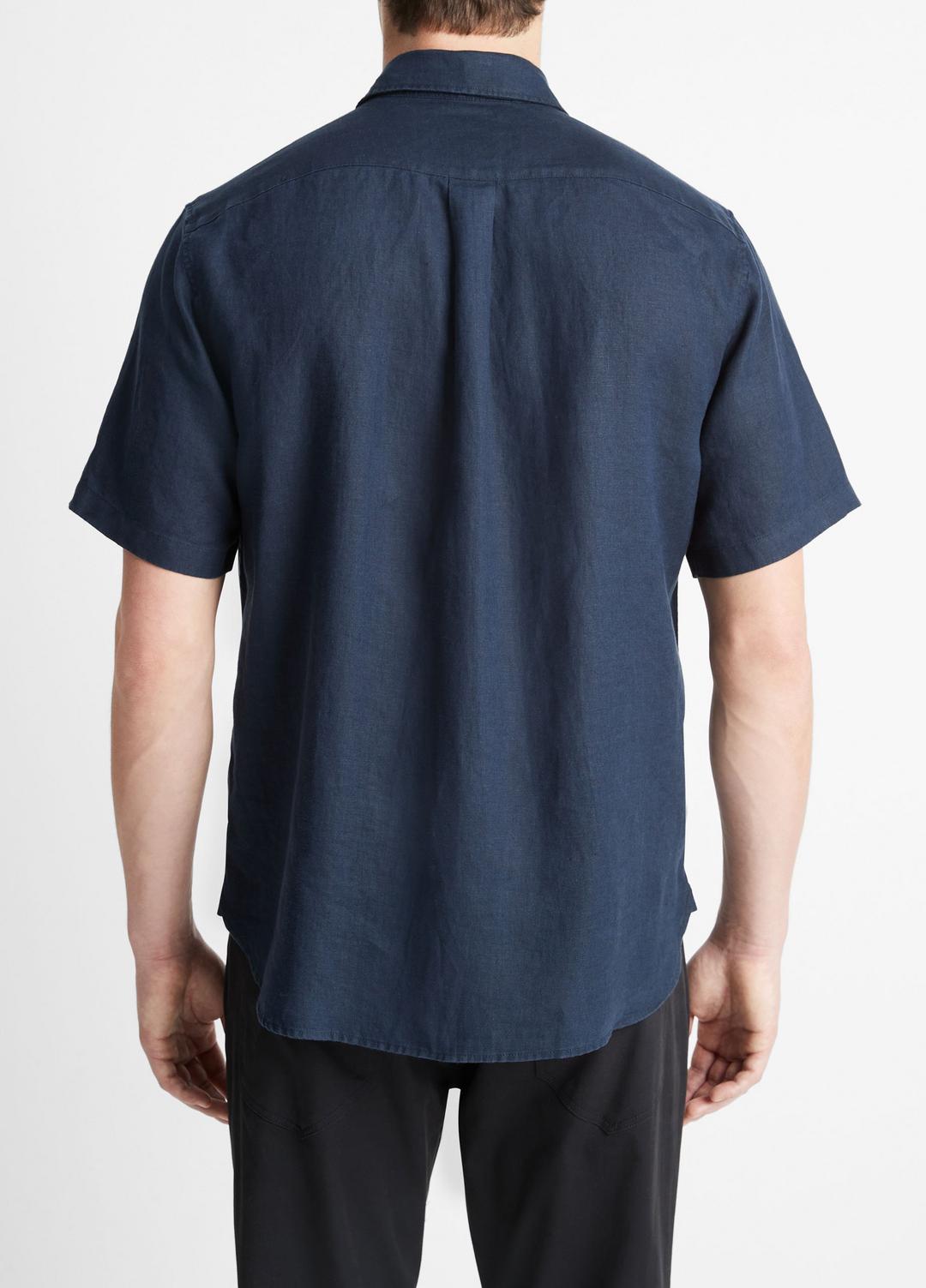 Linen Short-Sleeve Shirt in Short Sleeve - COASTAL BLUE | VINCE Men