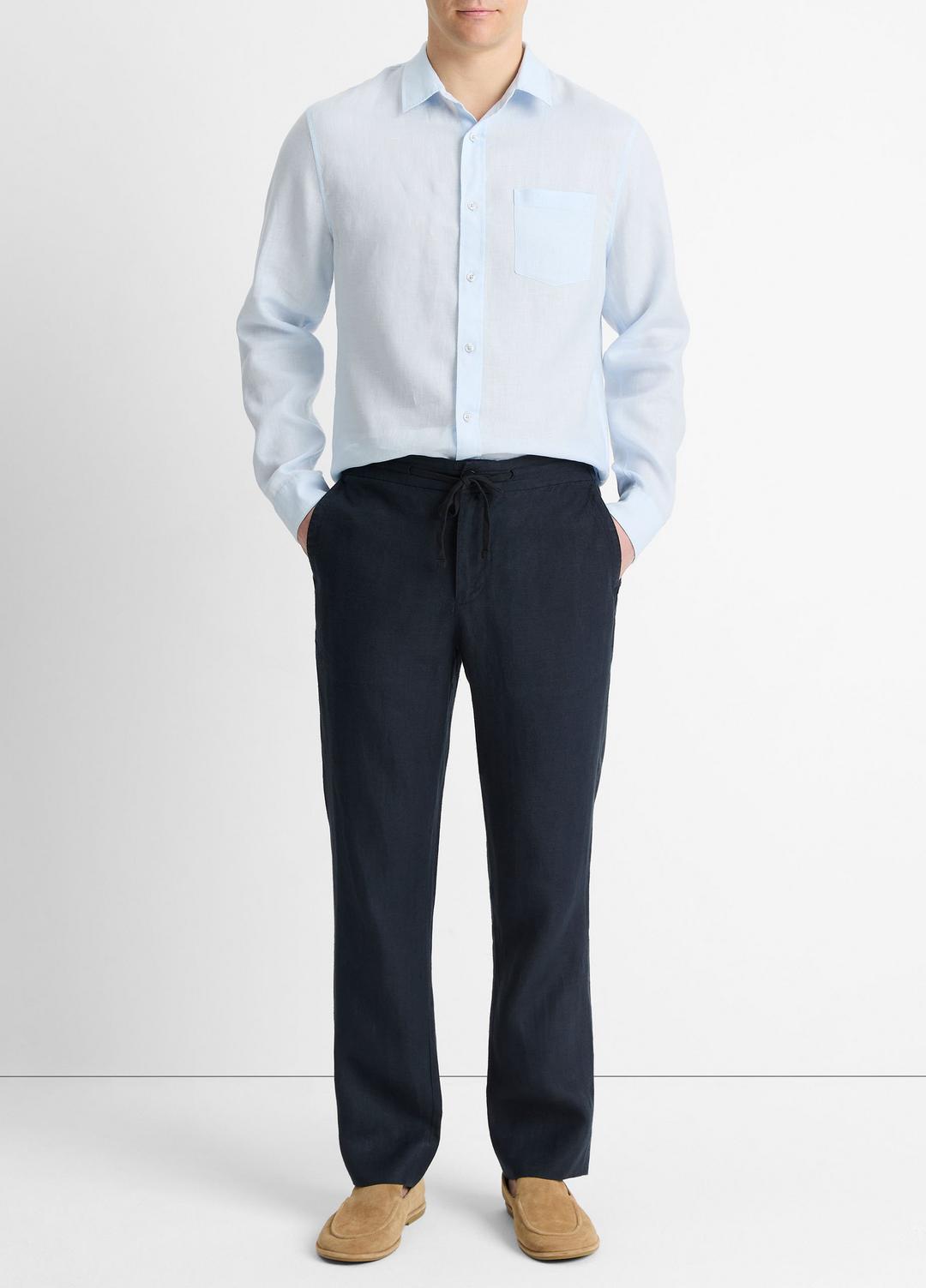 Linen Long-Sleeve Shirt in Long Sleeve - GLACIER | VINCE Men