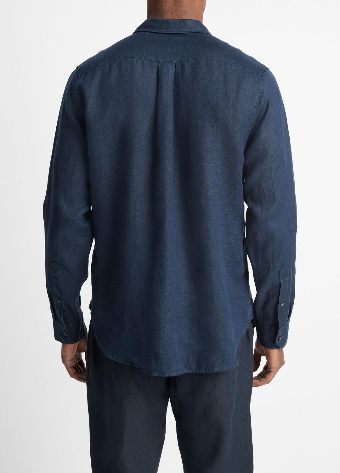 Linen Long-Sleeve Shirt in Long Sleeve - COASTAL BLUE | VINCE Men