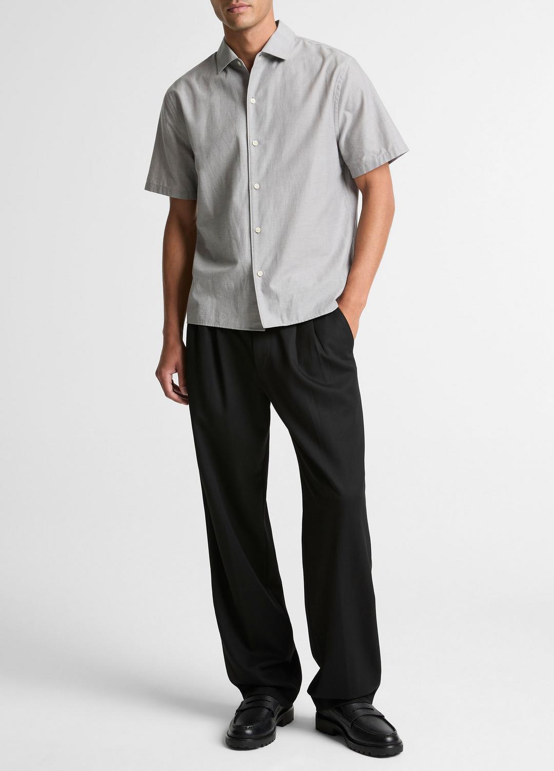 Cotton Short-Sleeve Button-Front Shirt in Short Sleeve - JET | VINCE Men