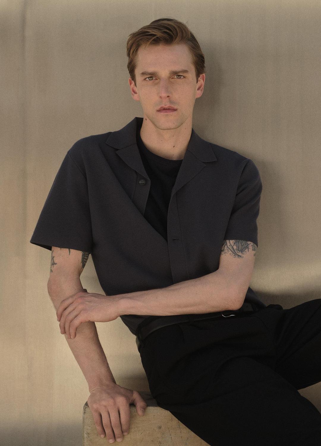 Merino Wool Cabana Shirt in Short Sleeve - STUDIO | VINCE Men
