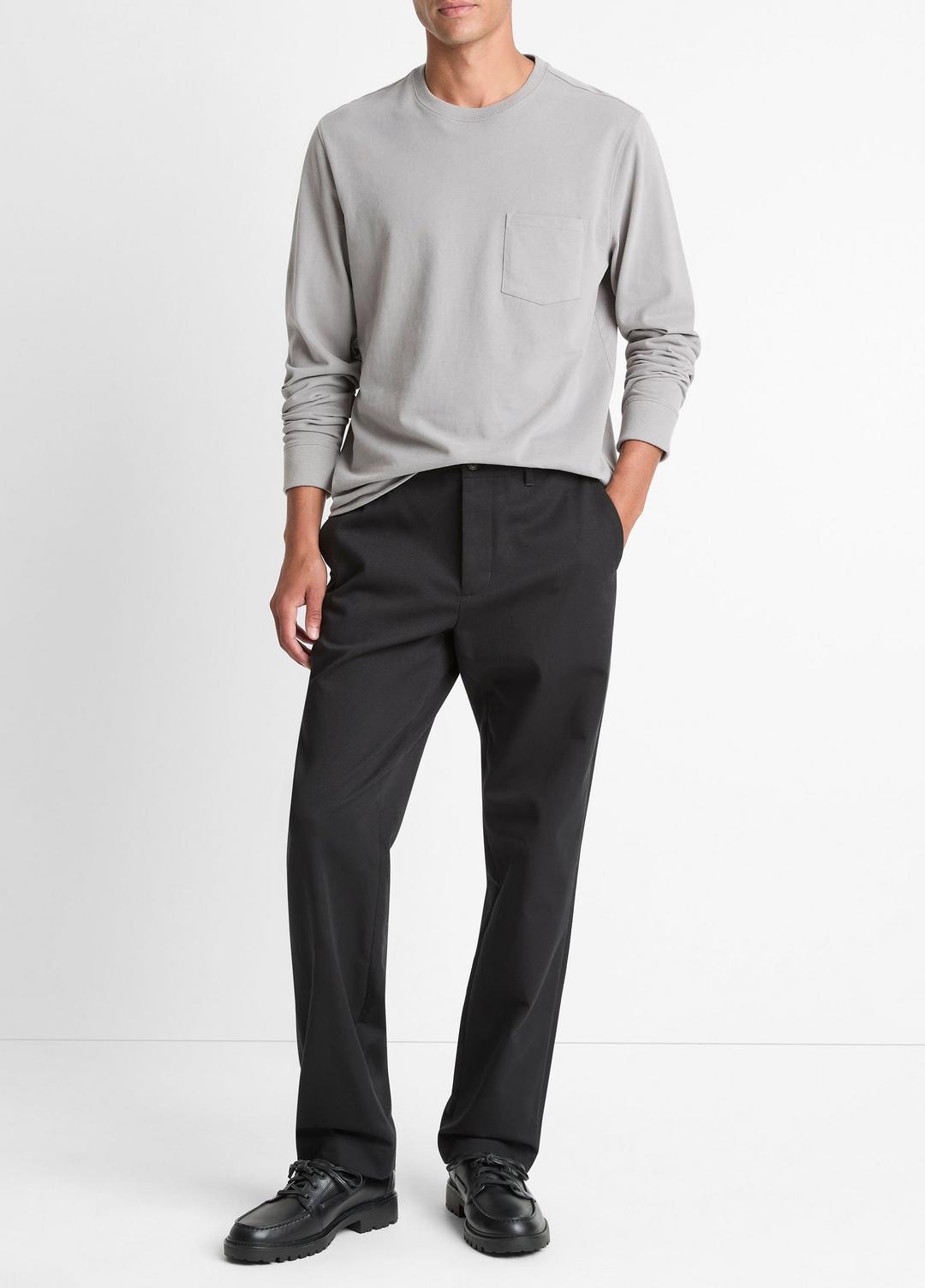 Sueded Jersey Long-Sleeve Pocket T-Shirt in Long Sleeve - HEATHER MOUSE | VINCE Men