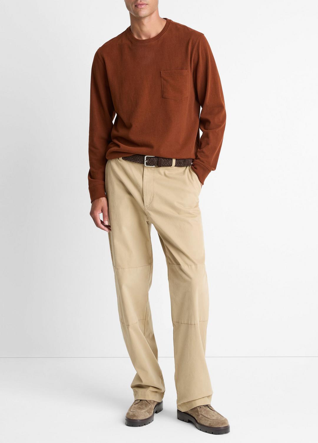 Sueded Jersey Long-Sleeve Pocket T-Shirt in Long Sleeve - COPPERHEAD | VINCE Men