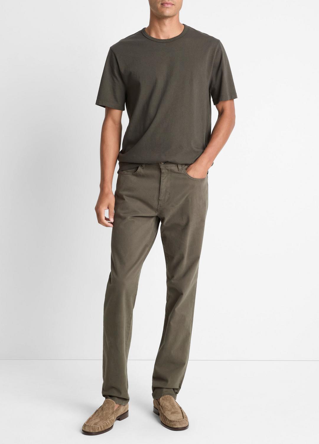 Garment Dye Cotton T-Shirt in Short Sleeve - WASHED DARK LEAF | VINCE Men
