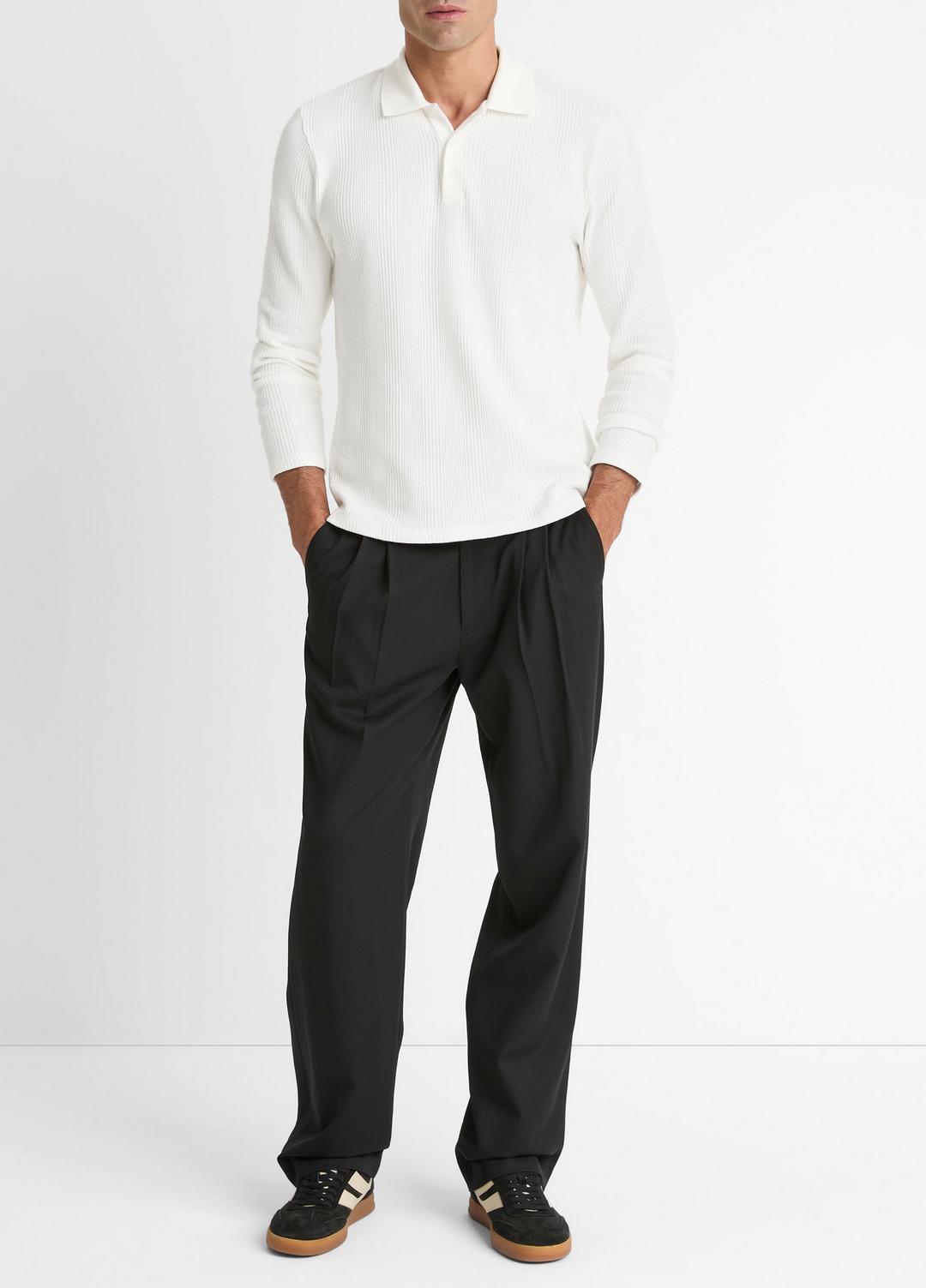 Variegated Cotton Polo Shirt in Henleys & Polos - OFF WHITE | VINCE Men