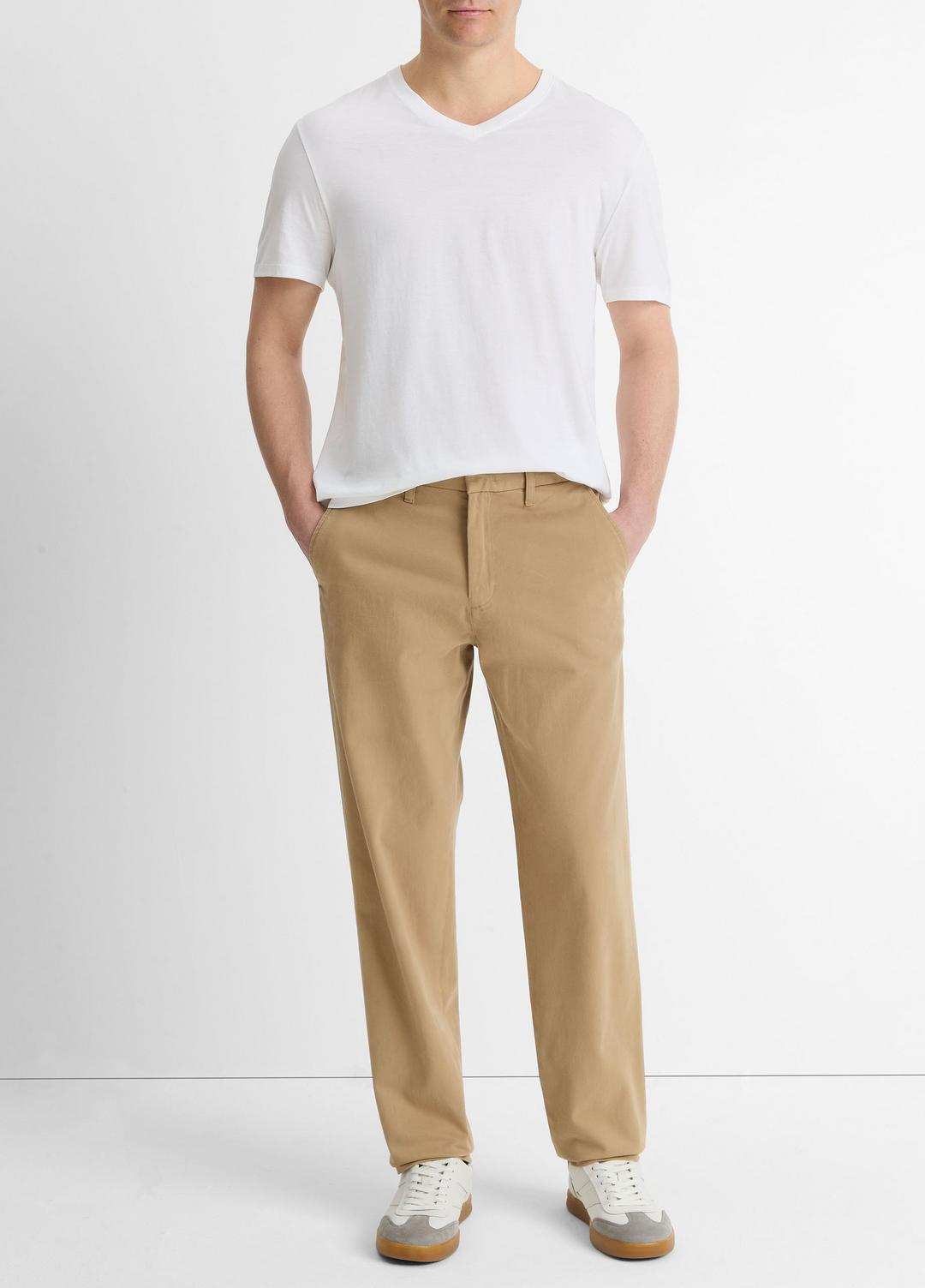 Pima Cotton V-Neck T-Shirt in Short Sleeve - OPTIC WHITE | VINCE Men