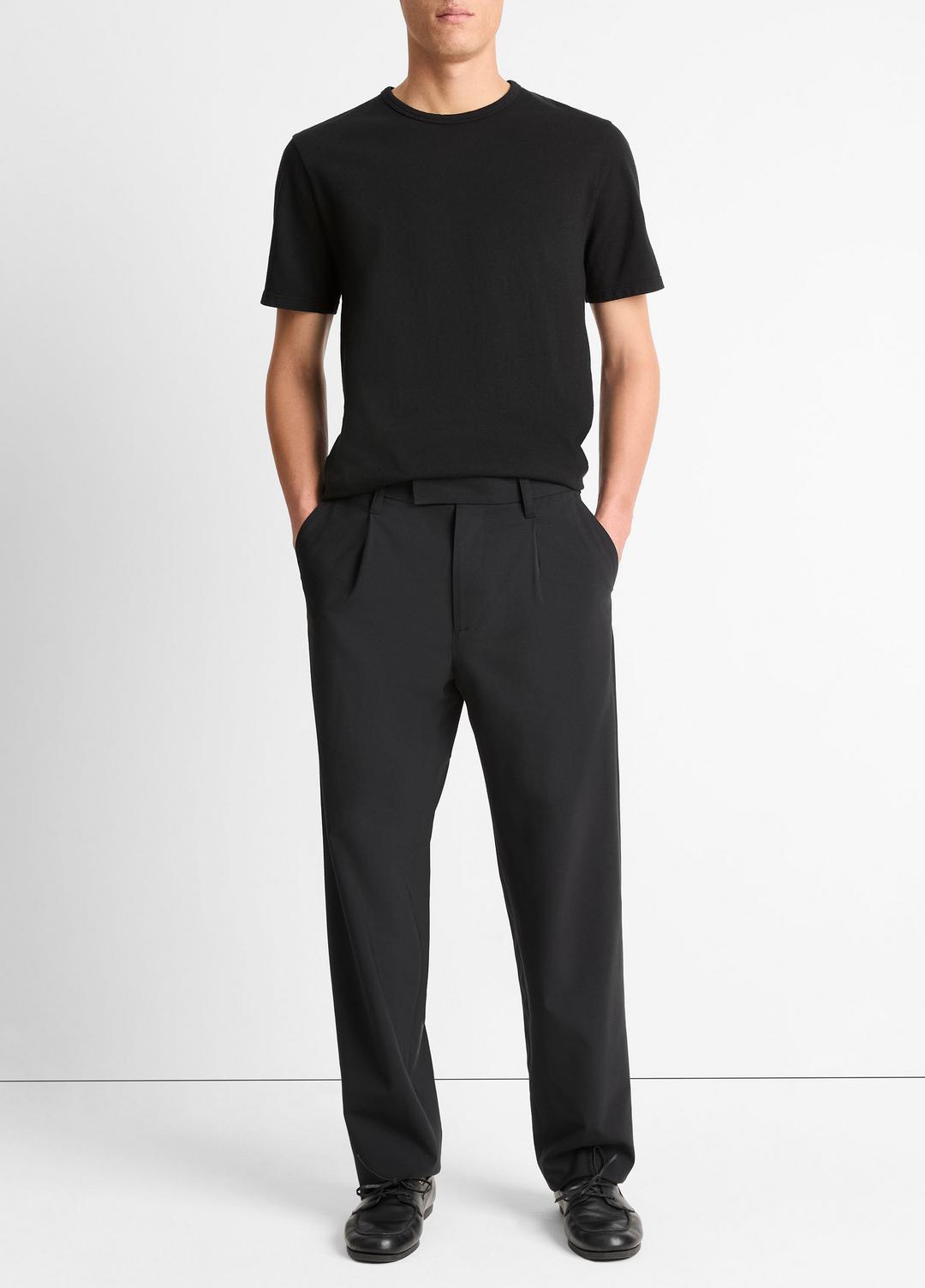 Garment Dye Cotton T-Shirt in Short Sleeve - TRUE BLACK | VINCE Men