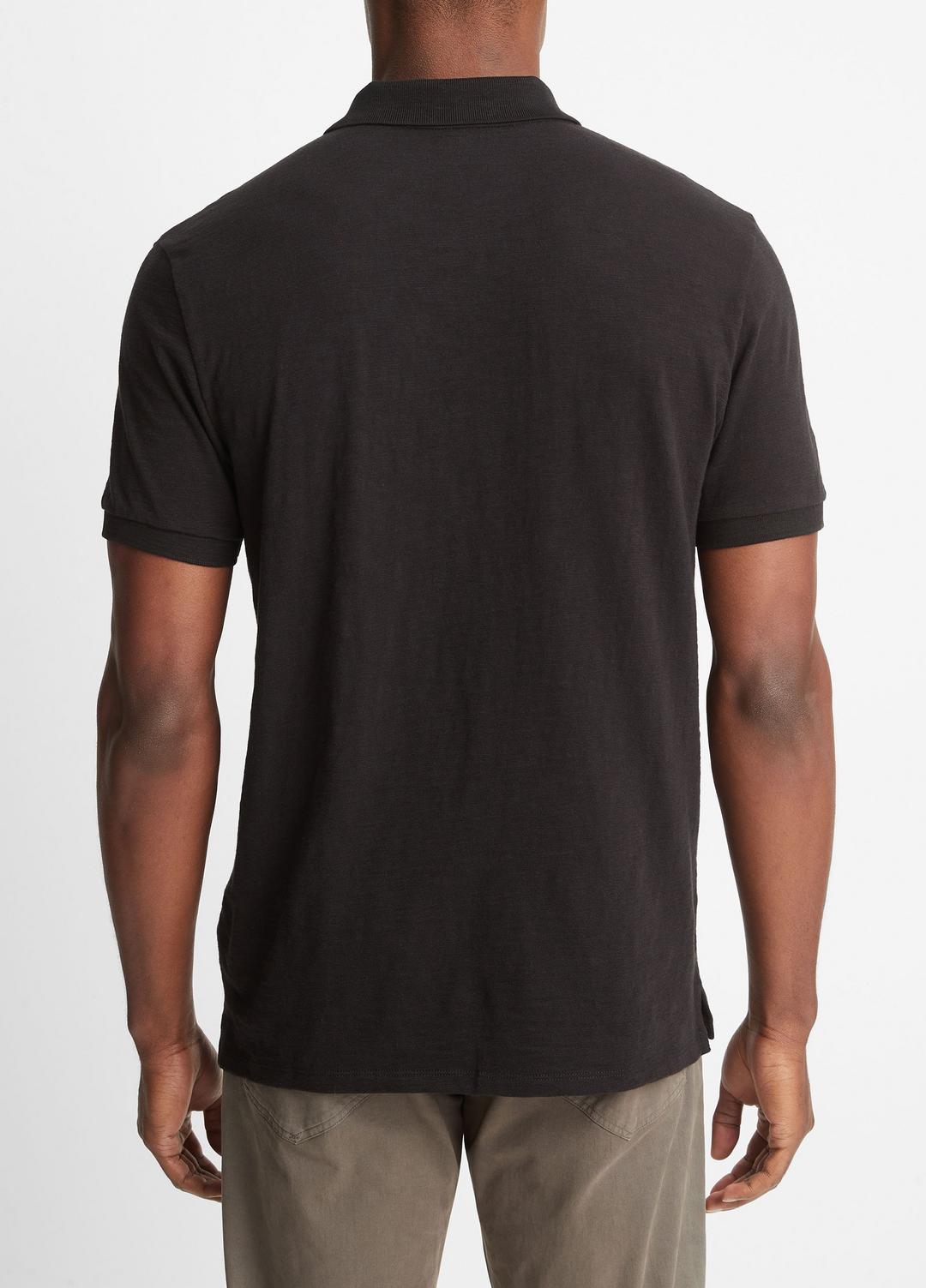 Classic Slub Polo Shirt in Henleys & Polos - BLACK | VINCE Men