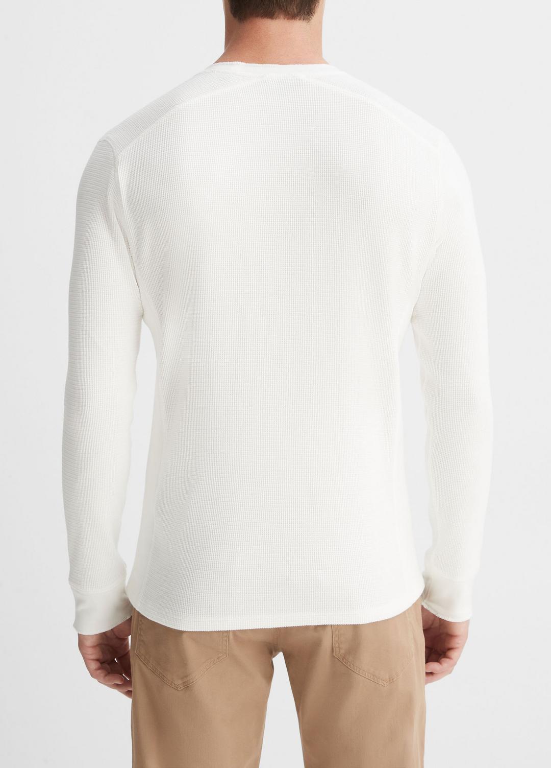 Pima Cotton-Blend Thermal Long-Sleeve Pullover in Long Sleeve - OFF WHITE | VINCE Men