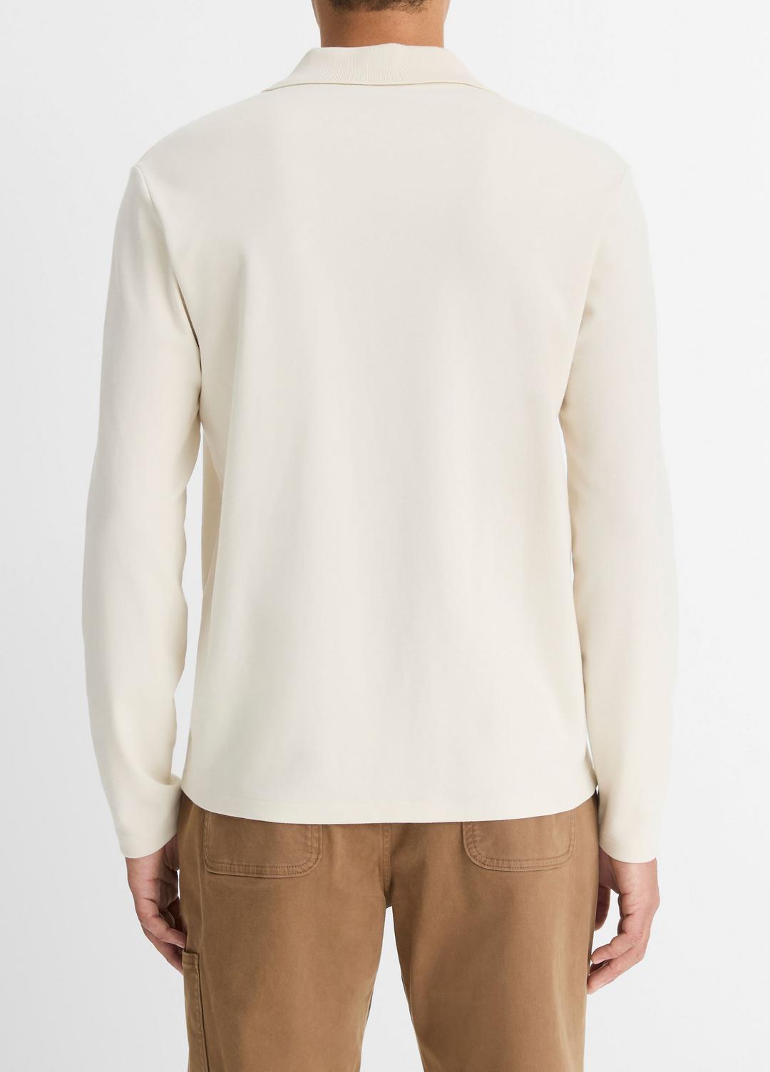 Milano Pima Cotton-Blend Johnny-Collar Shirt in Long Sleeve - BONE | VINCE Men