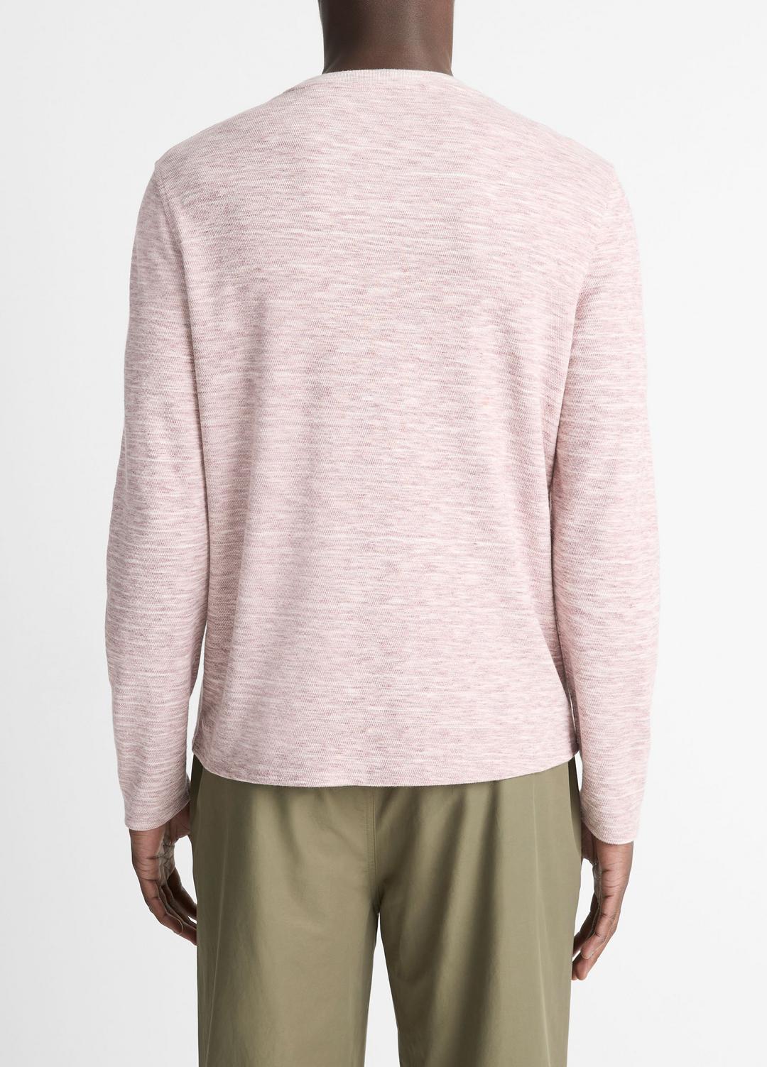 Space-Dye Cotton-Blend Long-Sleeve T-Shirt in Long Sleeve - MALBEC/OFF WHITE | VINCE Men