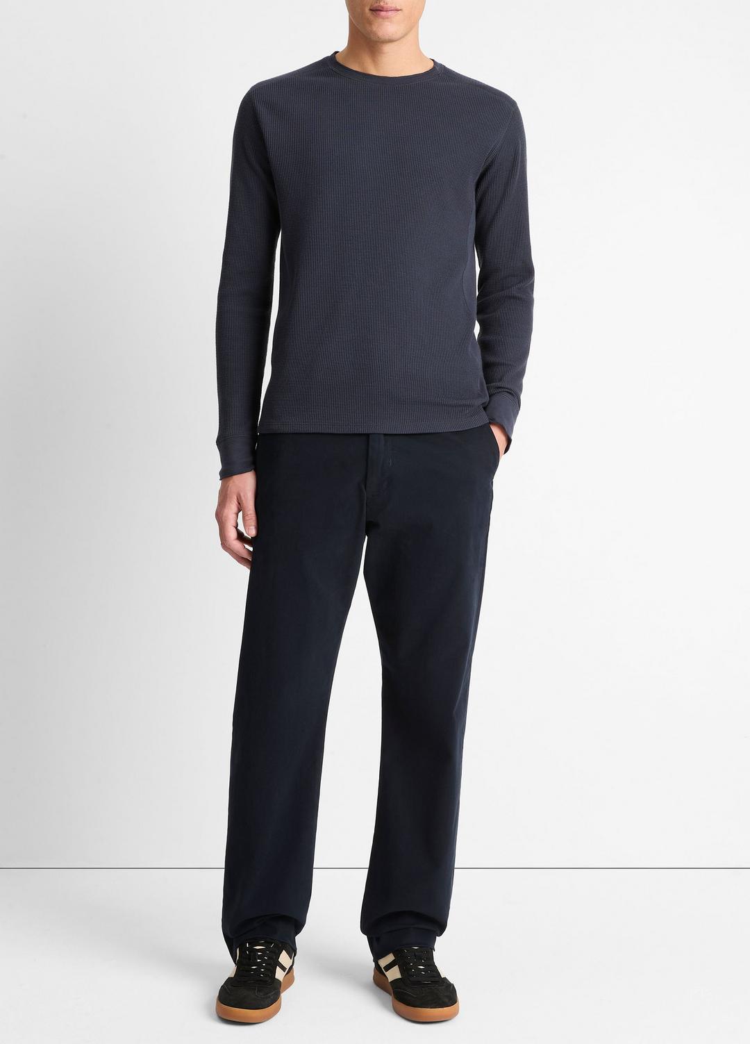 Pima Cotton-Blend Thermal Long-Sleeve Pullover in Long Sleeve - COASTAL BLUE | VINCE Men