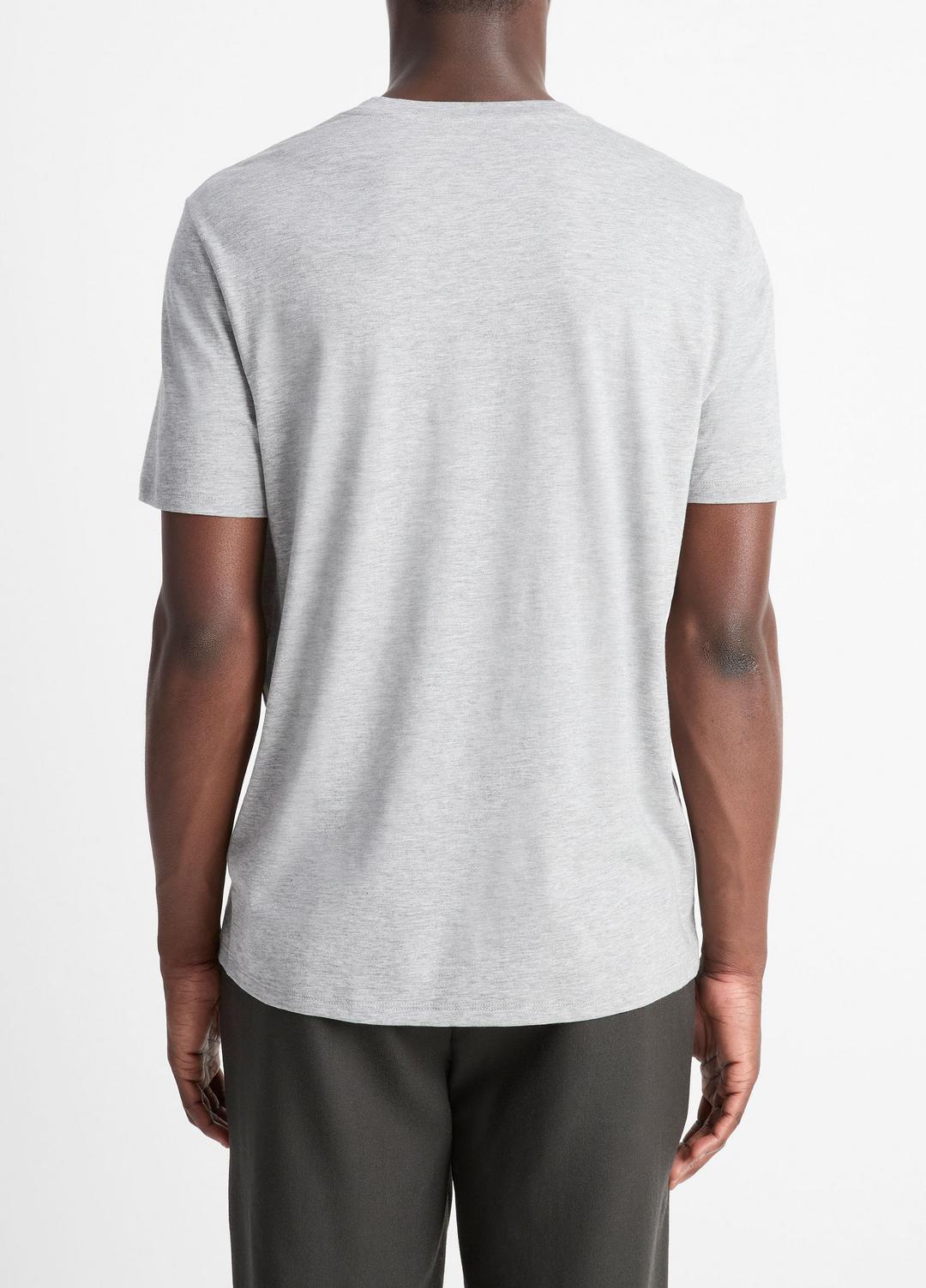 Pima Cotton V-Neck T-Shirt in Short Sleeve - HEATHER STEEL | VINCE Men