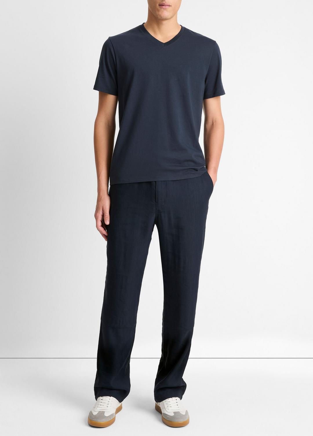 Pima Cotton V-Neck T-Shirt in Short Sleeve - COASTAL BLUE | VINCE Men