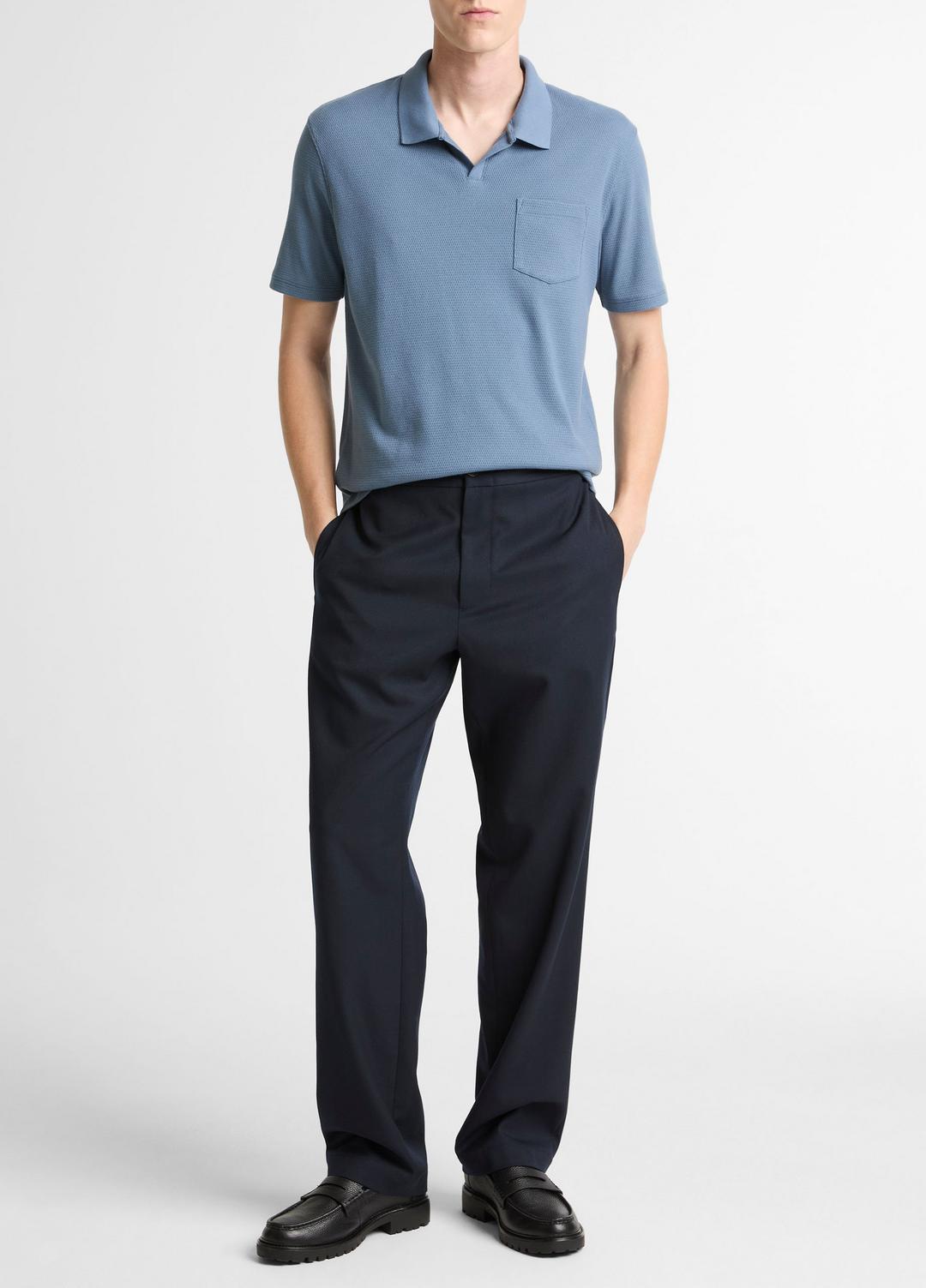 Garment Dye Cotton Polo Shirt in Short Sleeve - WASHED RAINWATER | VINCE Men