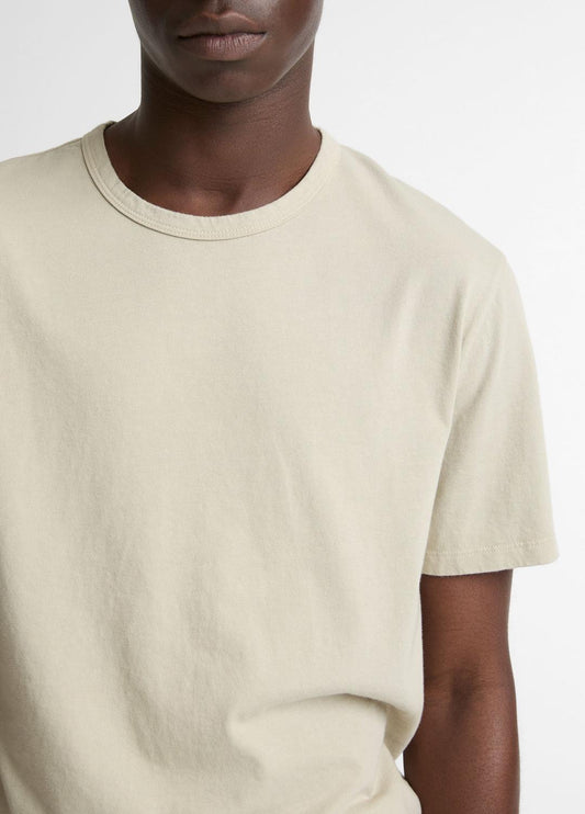 VINCE Men Garment Dye Cotton T-Shirt in Short Sleeve WASHED PARCHMENT