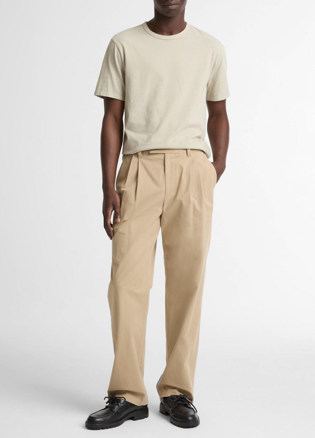 Garment Dye Cotton T-Shirt in Short Sleeve - WASHED PARCHMENT | VINCE Men