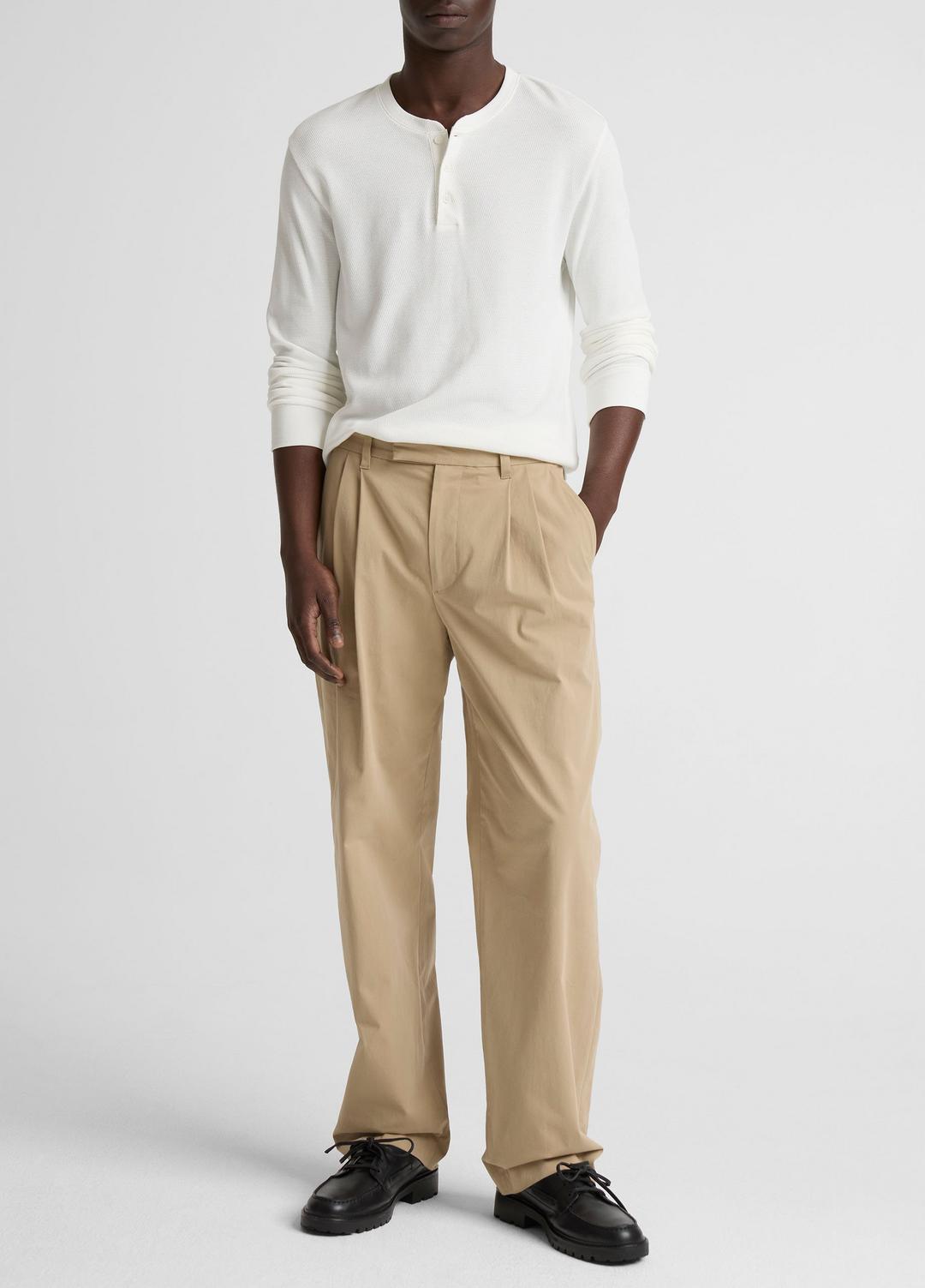 Jacquard-Rib Cotton Henley in Long Sleeve - OFF WHITE | VINCE Men