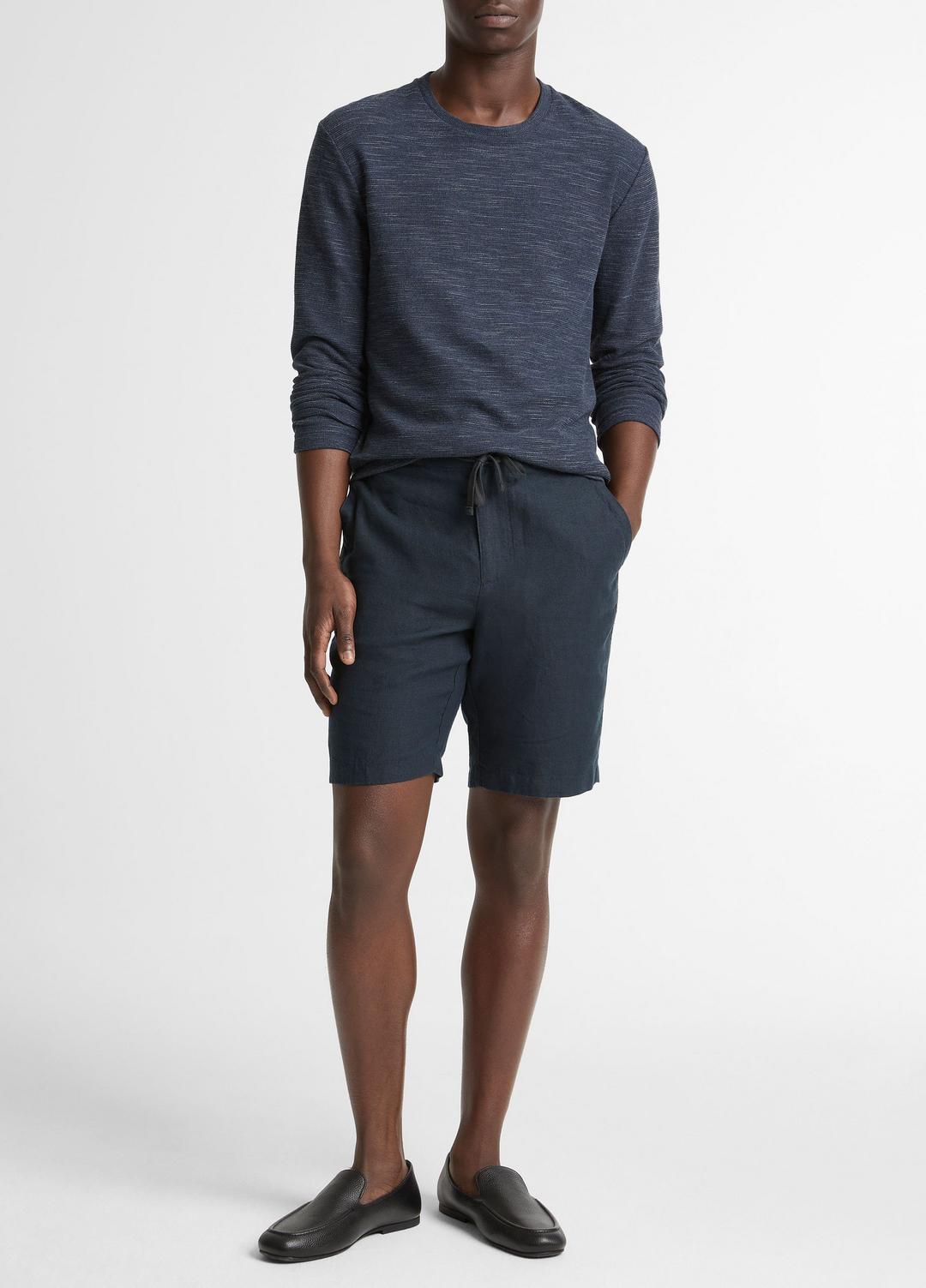 Double-Knit Cotton-Blend Long-Sleeve Shirt in Long Sleeve - HEATHER COASTAL BLUE | VINCE Men