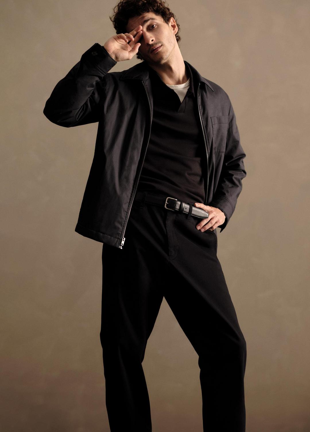 Louie Relaxed Stretch-Cotton Pant in Trousers - BLACK | VINCE Men