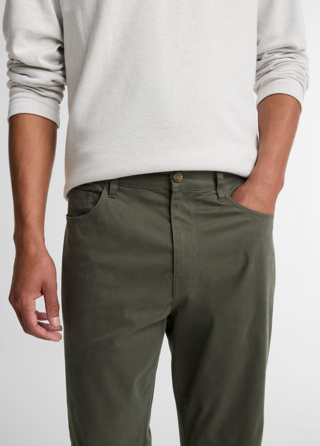 Dylan Slim 5-Pocket Cotton Sateen Pant in Trousers - SYCAMORE | VINCE Men