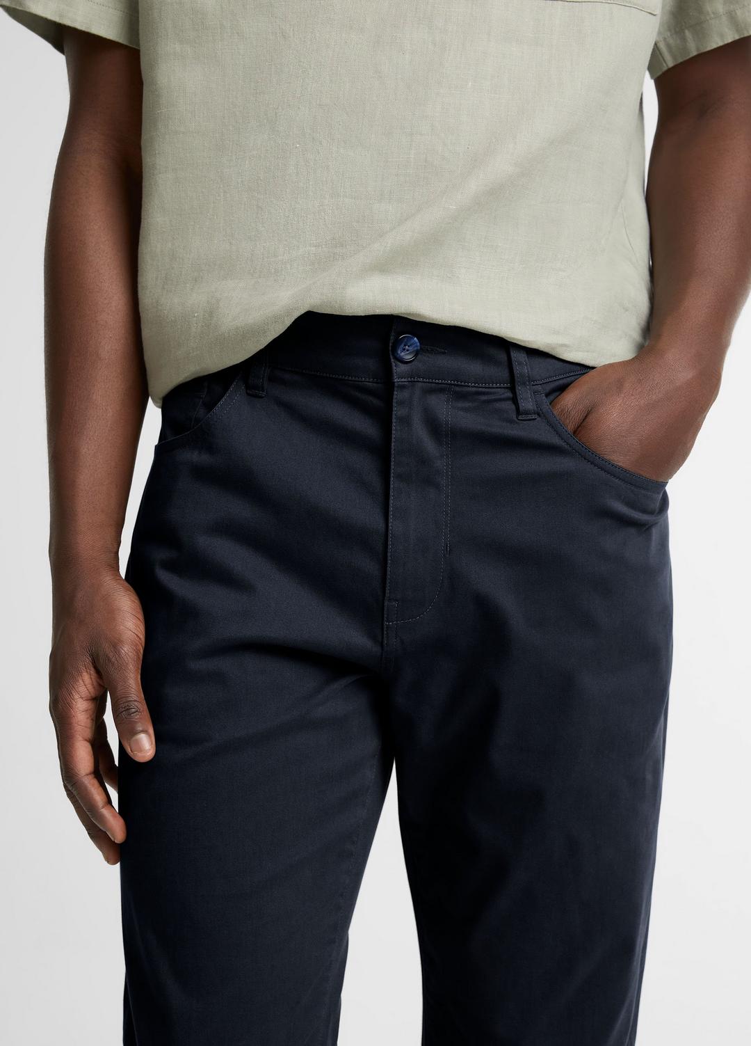Dylan Slim 5-Pocket Cotton Sateen Pant in Trousers - COASTAL BLUE | VINCE Men