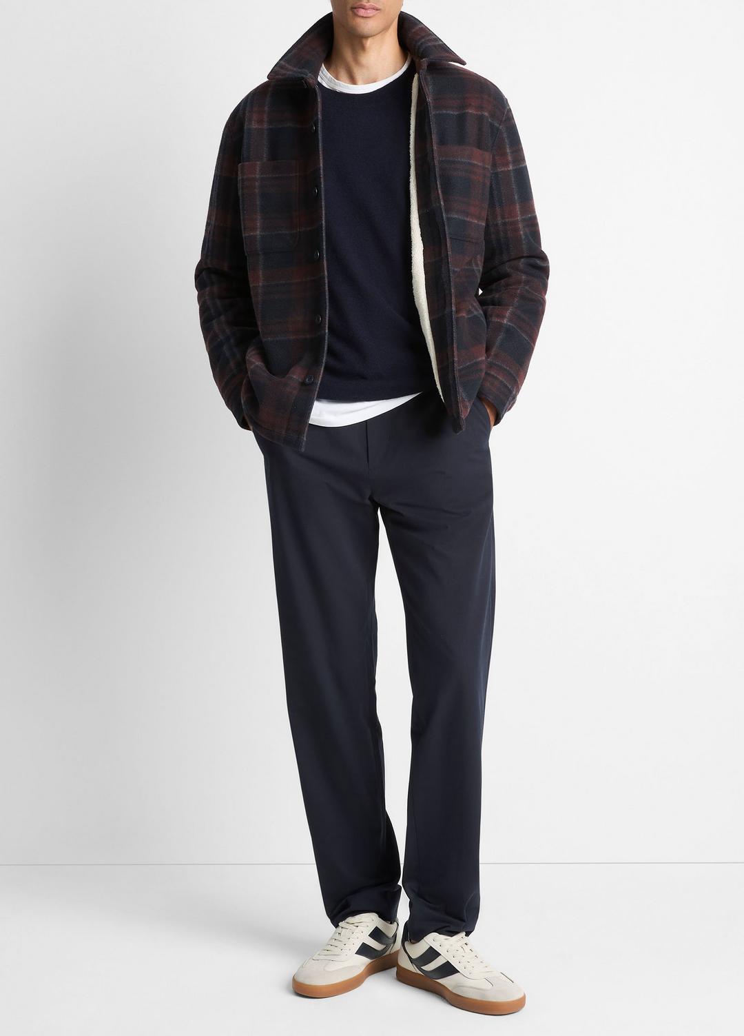 Sherpa-Lined Plaid Shirt Jacket in Shirt Jackets - COASTAL COMBO | VINCE Men