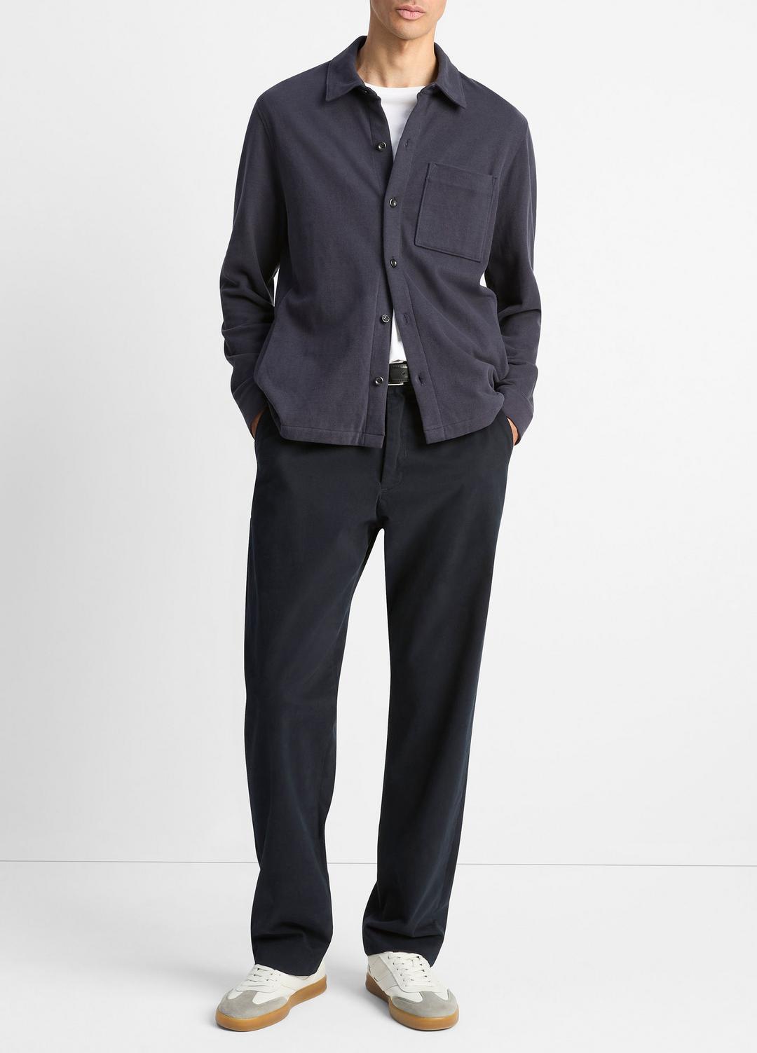 Heavy Sueded Cotton Shirt Jacket in Shirt Jackets - COASTAL BLUE | VINCE Men