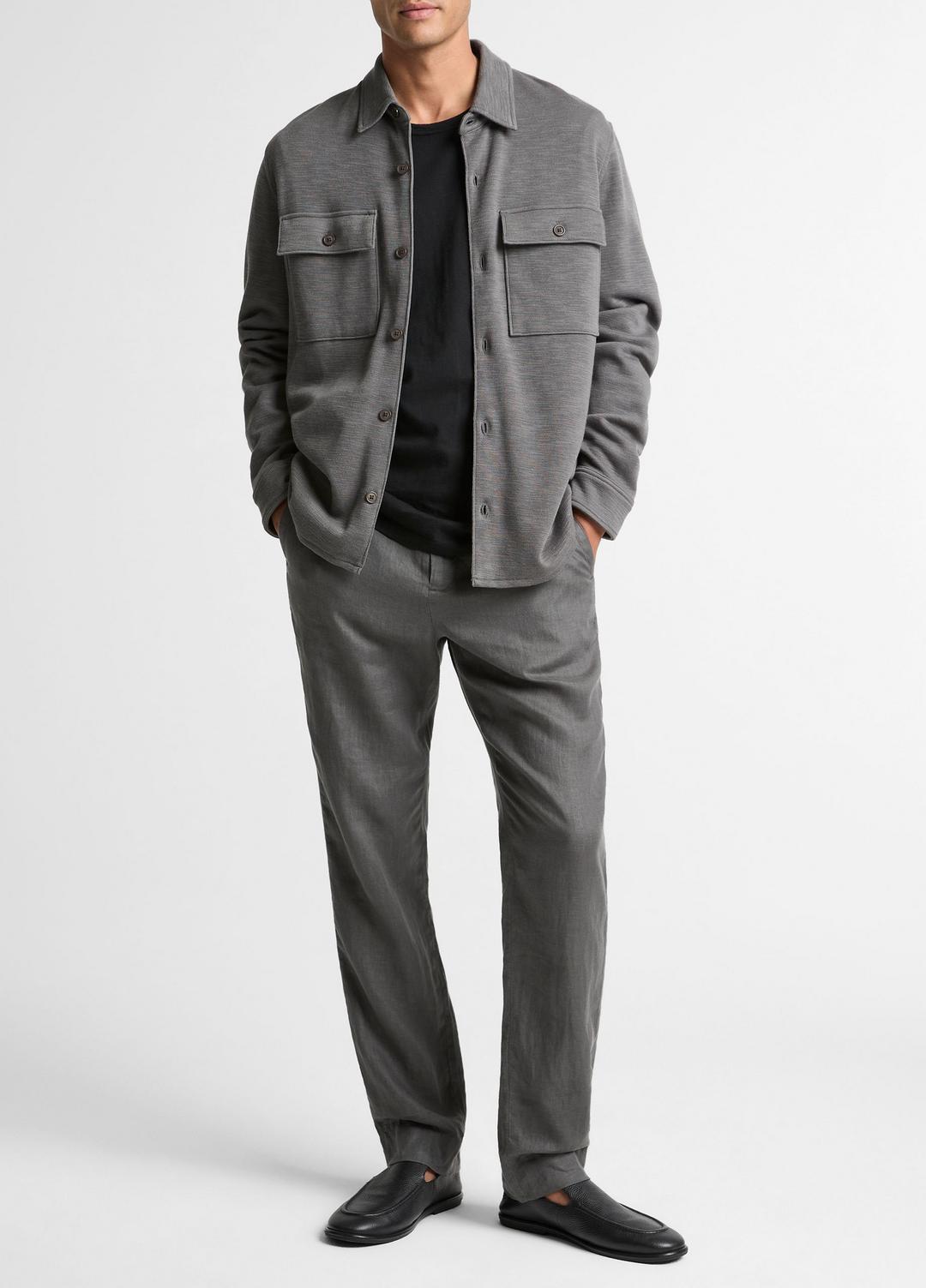 Double-Slub Cotton-Blend Shirt Jacket in Jackets - SLATE | VINCE Men